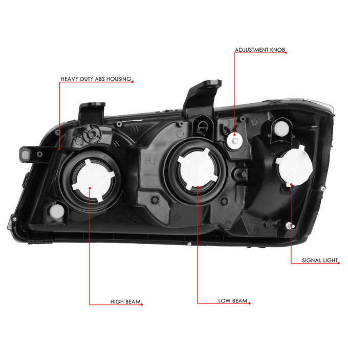 D-Motoring - Headlights - Black Housing - Clear Lens - Amber Corner - Plug-n-Play - Pair - 01-03 Toyota Highlander - 6