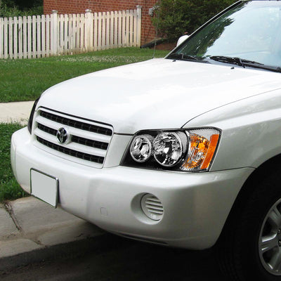 D-Motoring - Headlights - Black Housing - Clear Lens - Amber Corner - Plug-n-Play - Pair - 01-03 Toyota Highlander - 7