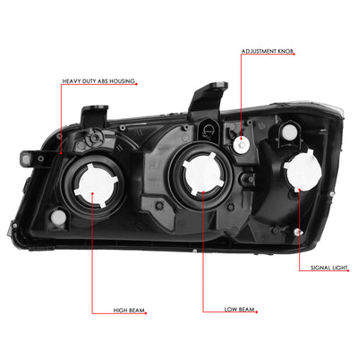 D-Motoring - 01-03 Toyota Highlander Headlights - Clear Lens - Clear Corner - Plug-n-Play - Pair - 6