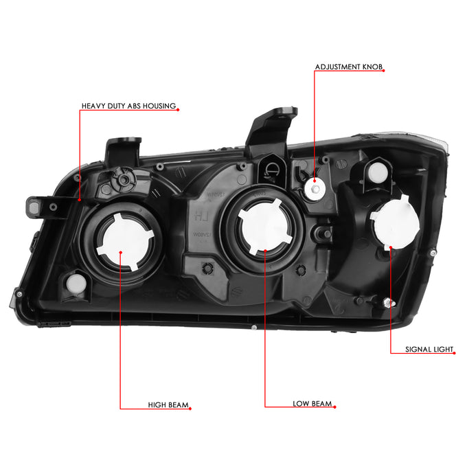 D-Motoring - 01-03 Toyota Highlander Headlights - Clear Lens - Clear Corner - Plug-n-Play - Pair - 6