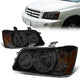 01-03 Toyota Highlander Headlights - Smoked Housing - Smoked Lens - Amber Corner - Plug-n-Play - Pair