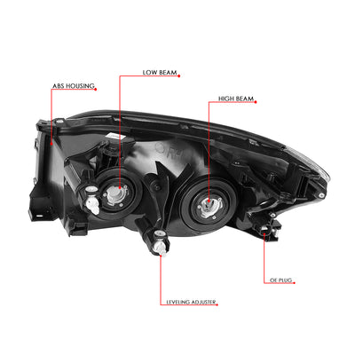 D-Motoring - Headlights - Smoked Housing - Smoked Lens - Clear Corner - Plug-n-Play - Pair - 06-08 Toyota RAV4 - 6