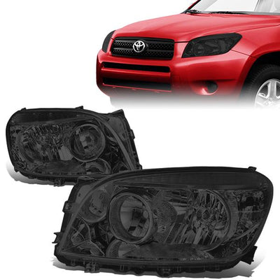 06-08 Toyota RAV4 Headlights - Smoked Housing - Smoked Lens - Clear Corner - Plug-n-Play - Pair
