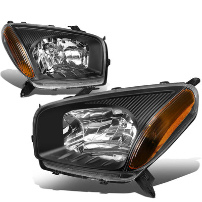 D-Motoring - Headlights - Black Housing - Amber Corner - Plug-n-Play - Pair - 01-03 Toyota Rav4 - 1