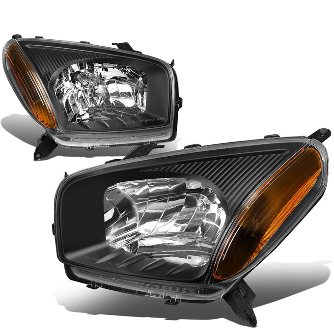 D-Motoring - Headlights - Black Housing - Amber Corner - Plug-n-Play - Pair - 01-03 Toyota Rav4 - 1