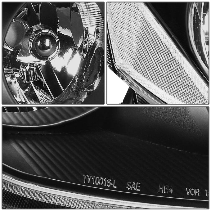 D-Motoring - Headlights - Black Housing - Clear Corner - Plug-n-Play - Pair - 06-10 Toyota Sienna - 4