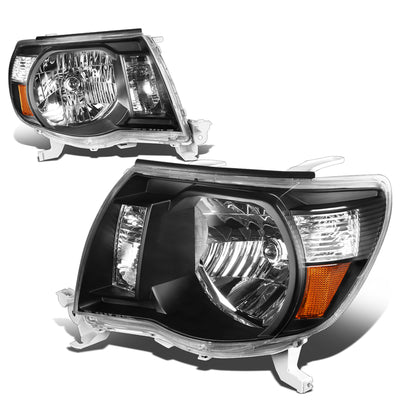 D-Motoring - Headlights - Black Housing - Amber Corner - Plug-n-Play - Pair - 05-11 Toyota Tacoma - 1