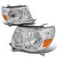 D-Motoring - Headlights - Chrome Housing - Clear Lens - Amber Corner - Plug-n-Play - Pair - 05-11 Toyota Tacoma - 1