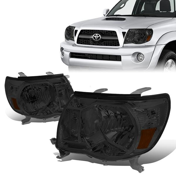 05-11 Toyota Tacoma Headlights - Smoked Housing - Smoked Lens - Amber Corner - Plug-n-Play - Pair