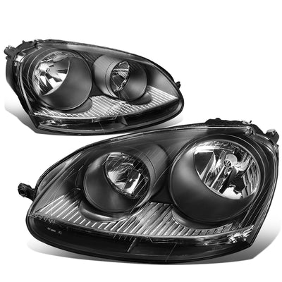 05-2010 VW Jetta MK5 Headlights - Black Housing - Clear Reflector - Plug-n-Play - Pair