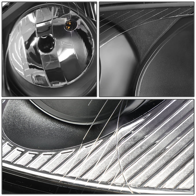 D-Motoring - 05-2010 VW Jetta MK5  Headlights - Black Housing - Clear Reflector - Plug-n-Play - Pair - 3