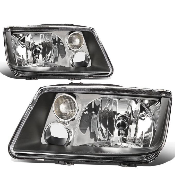 D-Motoring - Headlights - Black Housing - Clear Corner - Plug-n-Play - Pair - 99-05 Volkswagen Jetta - 1