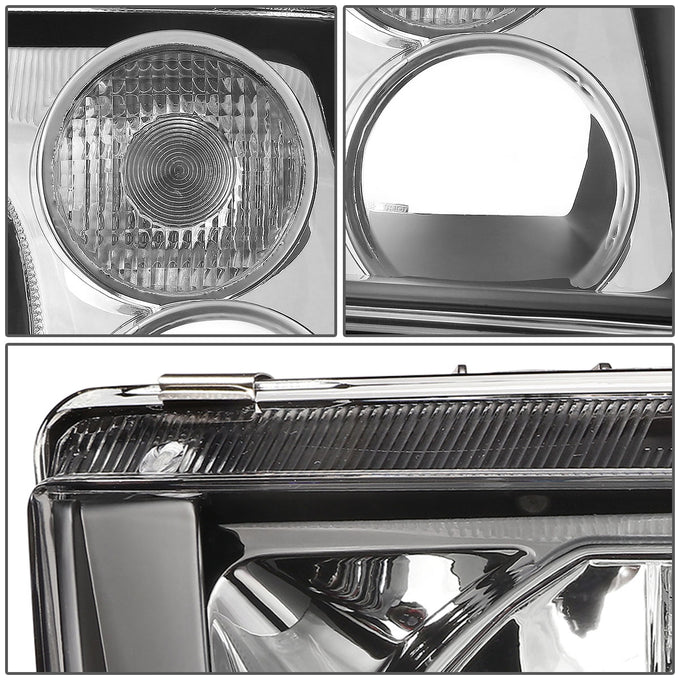 D-Motoring - Headlights - Black Housing - Clear Corner - Plug-n-Play - Pair - 99-05 Volkswagen Jetta - 4