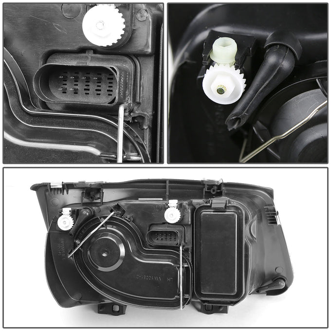 D-Motoring - Headlights - Black Housing - Clear Corner - Plug-n-Play - Pair - 99-05 Volkswagen Jetta - 5