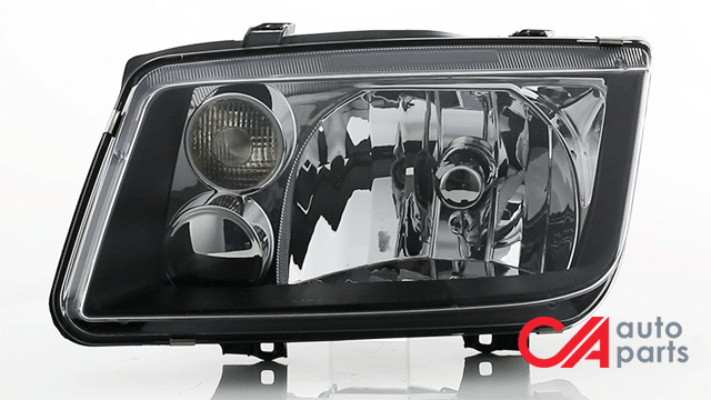 D-Motoring - Headlights - Black Housing - Clear Corner - Plug-n-Play - Pair - 99-05 Volkswagen Jetta - 2