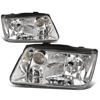 D-Motoring - Headlights - Chrome Housing - Clear Lens - Clear Corner - Plug-n-Play - Pair - 99-05 Volkswagen Jetta - 1