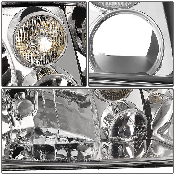 D-Motoring - Headlights - Chrome Housing - Clear Lens - Clear Corner - Plug-n-Play - Pair - 99-05 Volkswagen Jetta - 3