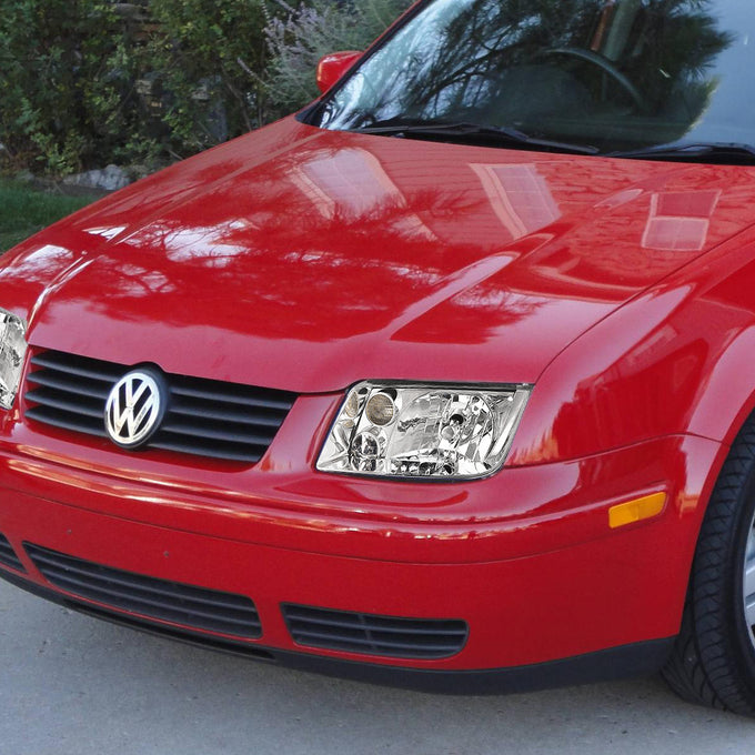 D-Motoring - Headlights - Chrome Housing - Clear Lens - Clear Corner - Plug-n-Play - Pair - 99-05 Volkswagen Jetta - 5