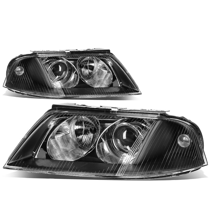 D-Motoring - Headlights - Black Housing - Clear Corner - Plug-n-Play - Pair - 01-05 Volkswagen Passat - 1