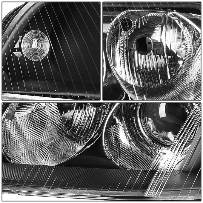D-Motoring - Headlights - Black Housing - Clear Corner - Plug-n-Play - Pair - 01-05 Volkswagen Passat - 3