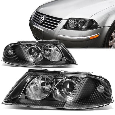 01-05 Volkswagen Passat Headlights - Black Housing - Clear Corner - Plug-n-Play - Pair