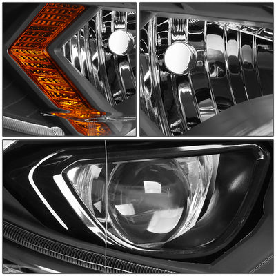 D-Motoring - Headlights - LED DRL - Black Housing - Clear Lens - Amber Corner - Projector - Plug-n-Play - Pair - 14-16 Toyota Corolla Sedan - 5