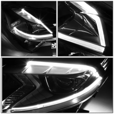 D-Motoring - Headlights - LED DRL - Black Housing - Clear Lens - Clear Corner - Projector - Plug-n-Play - Pair - 14-16 Toyota Corolla Sedan - 3