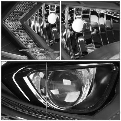 D-Motoring - Headlights - LED DRL - Black Housing - Clear Lens - Clear Corner - Projector - Plug-n-Play - Pair - 14-16 Toyota Corolla Sedan - 5