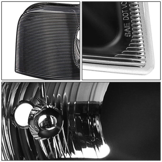 D-Motoring - 03-17 Chevy Express Gmc Savana Headlights - Black Housing - Clear Lens - Clear Corner - Plug-n-Play - Pair - 4