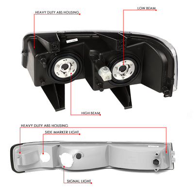 D-Motoring - Headlights - Black Housing - Smoked Lens - Plug-n-Play - Pair - Chevy Express(GMC Savana) 1500 / 2500 / 3500 - 6