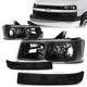 03-17 Chevy Chevrolet Express GMC Savana 1500 2500 3500 Headlights - Black Housing - Smoked Lens - Plug-n-Play - Pair