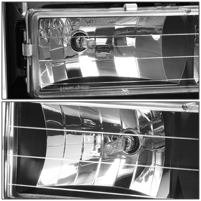 D-Motoring - Headlights - Black Housing - Amber Corner - Plug-n-Play - Pair - 94-00 CHEVY C/K - 2