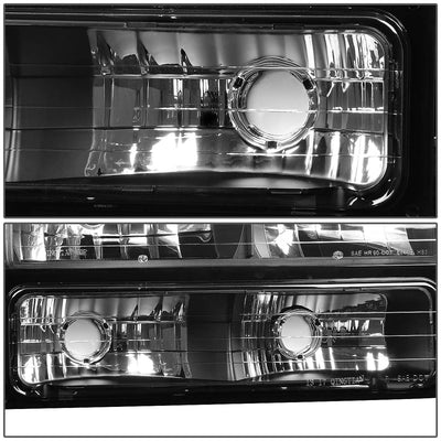 D-Motoring - Headlights - Black Housing - Amber Corner - Plug-n-Play - Pair - 94-00 CHEVY C/K - 3