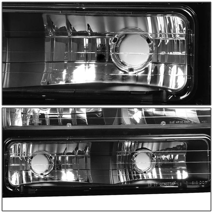 D-Motoring - Headlights - Black Housing - Amber Corner - Plug-n-Play - Pair - 94-00 CHEVY C/K - 3