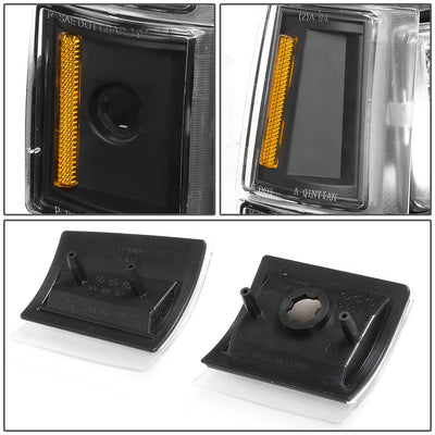 D-Motoring - Headlights - Black Housing - Amber Corner - Plug-n-Play - Pair - 94-00 CHEVY C/K - 4