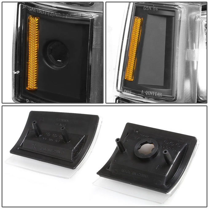 D-Motoring - Headlights - Black Housing - Amber Corner - Plug-n-Play - Pair - 94-00 CHEVY C/K - 4
