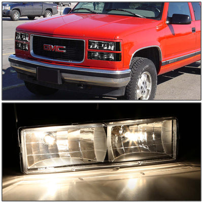 D-Motoring - Headlights - Black Housing - Amber Corner - Plug-n-Play - Pair - 94-00 CHEVY C/K - 6