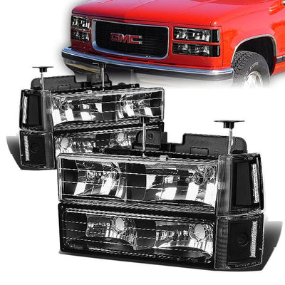 94-00 Chevy C K Headlights - Black Housing - Plug-n-Play - Pair