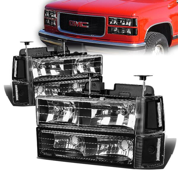 94-00 Chevy C K Headlights - Black Housing - Plug-n-Play - Pair