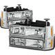 D-Motoring - Headlights - Chrome Housing - Amber Corner - Plug-n-Play - Pair - 94-00 CHEVY C/K - 1