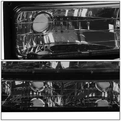 D-Motoring - Headlights - Smoked Lens - Amber Corner - Plug-n-Play - Pair - 94-00 CHEVY C/K - 3