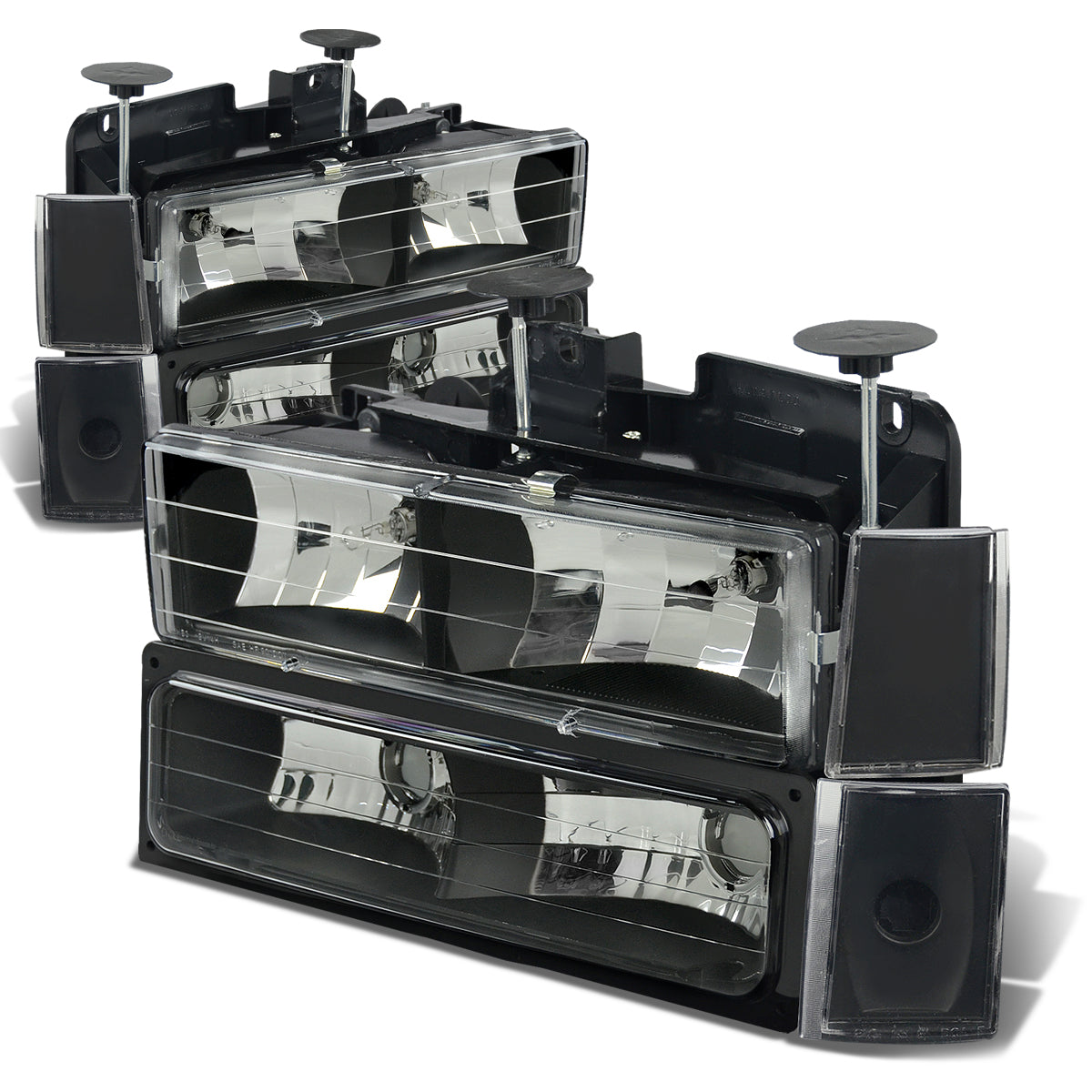 88-93 Chevrolet Pickup Suburban C 1500 2500 3500 Headlights - Black Housing - Plug-n-Play - Pair