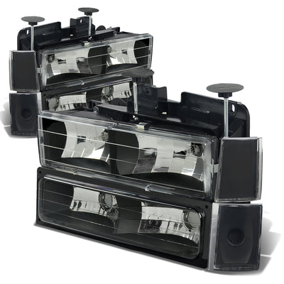88-93 Chevrolet Pickup Suburban C 1500 2500 3500 Headlights - Black Housing - Plug-n-Play - Pair