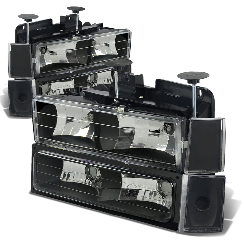 88-93 Chevrolet Pickup Suburban C 1500 2500 3500 Headlights - Black Housing - Plug-n-Play - Pair
