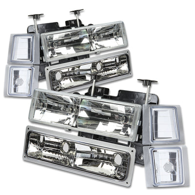 94-99 Chevrolet Pickup Suburban C 1500 2500 3500 Headlights - Chrome Housing - Plug-n-Play - Pair