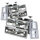 94-99 Chevrolet Pickup Suburban C 1500 2500 3500 Headlights - Chrome Housing - Plug-n-Play - Pair