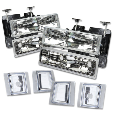 D-Motoring - Headlights - Chrome Housing - Plug-n-Play - Pair - 94-99 Chevrolet C1500 Pickup / Suburban / C2500 Pickup / GMC C1500 Pickup / Suburban / C2500 Pickup - 3
