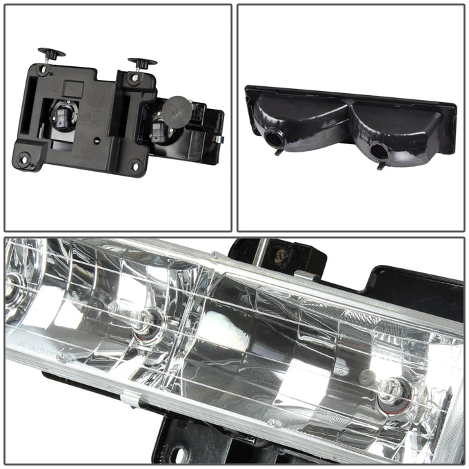 D-Motoring - Headlights - Chrome Housing - Plug-n-Play - Pair - 94-99 Chevrolet C1500 Pickup / Suburban / C2500 Pickup / GMC C1500 Pickup / Suburban / C2500 Pickup - 4
