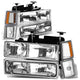 D-Motoring - Headlights - Chrome Housing - Amber Corner - Plug-n-Play - Pair - Chevrolet C1500 Pickup / Suburban / C2500 Pickup / GMC C1500 Pickup / Suburban / C2500 Pickup - 1