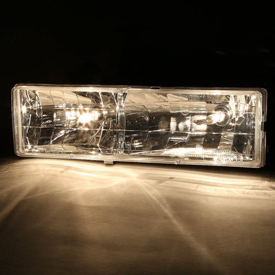 D-Motoring - Headlights - Chrome Housing - Amber Corner - Plug-n-Play - Pair - Chevrolet C1500 Pickup / Suburban / C2500 Pickup / GMC C1500 Pickup / Suburban / C2500 Pickup - 2